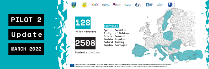 Results of Pilot2: 128 pilot teachers, 2508 students involved, 12 countries